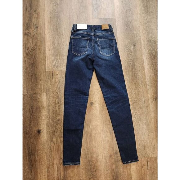 NWT American Eagle High Rise Jegging size 24x29 dark wash button zip stretch - Picture 11 of 11